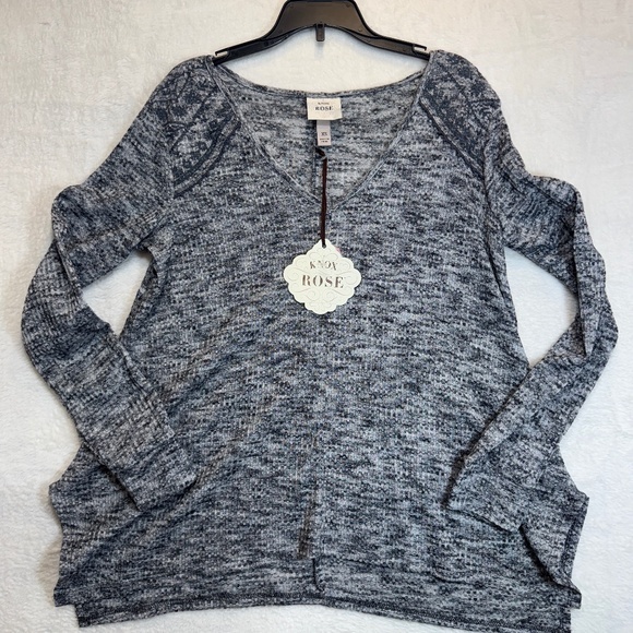 Knox Rose Tops - Knox Rose Shirt Womens Size XS Gray Long Sleeve Heathered V-Neck Tunic